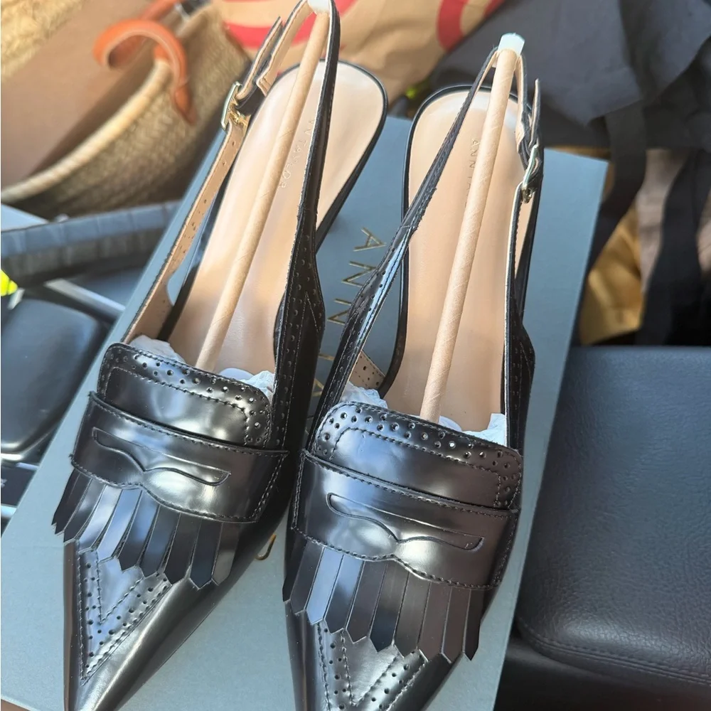 Ann Taylor Leather Kiltie Slingback Pump - Picture 2 of 5